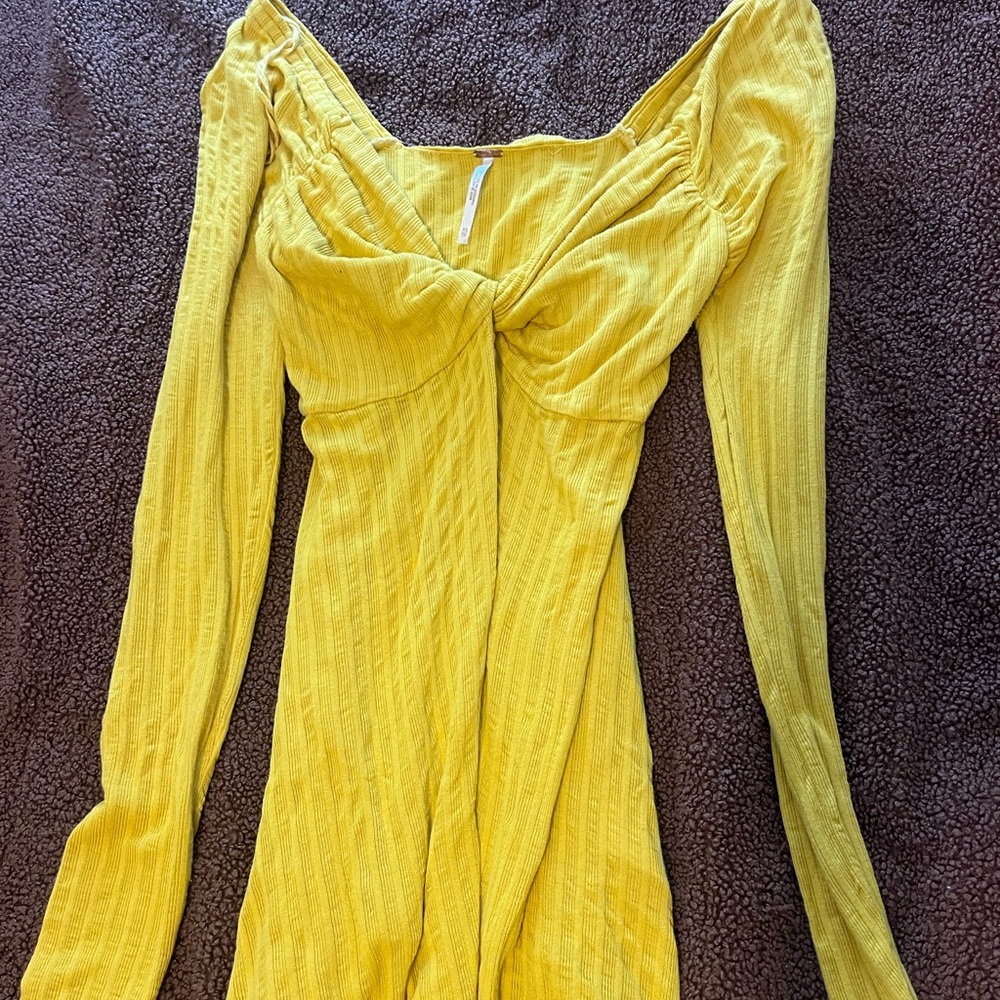 Free People Yellow Long Sleeve Tunic